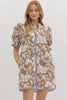 Tropical Villa Mini Dress-Mocha
