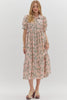 Vineyard Bound Floral Midi Dress-Artichoke