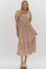 Vineyard Bound Floral Midi Dress-Purple
