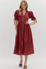 In the Moment Eyelet Midi Dress-Garnet