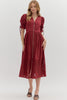 In the Moment Eyelet Midi Dress-Garnet