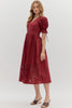In the Moment Eyelet Midi Dress-Garnet