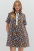 Garden Girl Floral Mini Dress-Brown