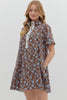Garden Girl Floral Mini Dress-Brown