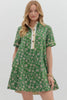Garden Girl Floral Mini Dress-Green