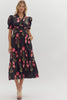 Simply Lovely Floral Midi Dress-Black