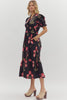 Simply Lovely Floral Midi Dress-Black