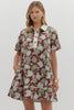 Blossom Floral Bliss Mini Dress-Burgundy