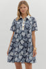 Blossom Floral Bliss Mini Dress-Navy