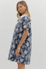 Blossom Floral Bliss Mini Dress-Navy
