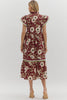 Meadow Moment Floral Midi Dress-Wine