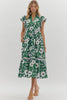 Meadow Moment Floral Midi Dress-Green