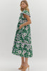 Meadow Moment Floral Midi Dress-Green