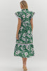 Meadow Moment Floral Midi Dress-Green