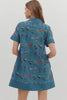 Wanderflora Embroidered Mini Dress-Blue
