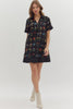 Wanderflora Embroidered Mini Dress-Black