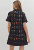 Wanderflora Embroidered Mini Dress-Black