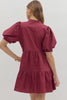 Magic Moment Floral Mini Dress-Burgundy