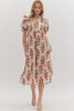 Flora Whim Midi Dress-Red/Ecru
