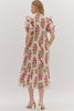 Flora Whim Midi Dress-Red/Ecru