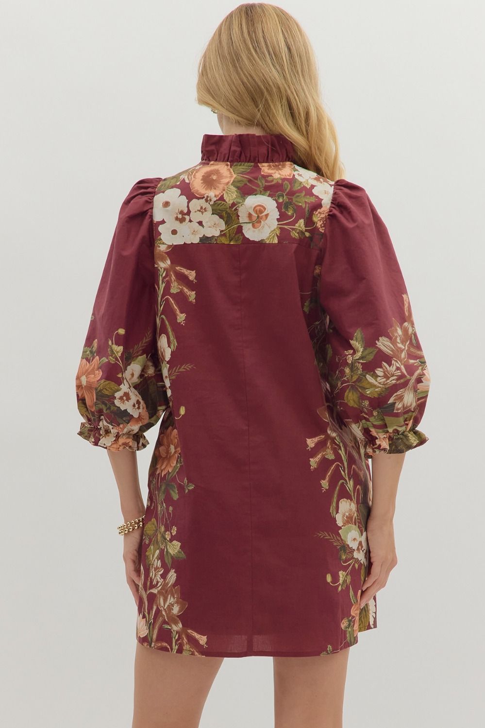 Crimson Petal Mini Dress-Burgundy