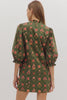 Floral Escape Mini Dress-Olive