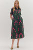 Brownstone Bliss Floral Midi Dress-Green