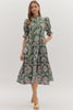 Season of Style Floral Midi Dress-Pine