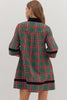 Holiday Cheer Plaid Mini Dress-Green