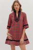 Holiday Cheer Plaid Mini Dress-Red