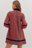 Holiday Cheer Plaid Mini Dress-Red
