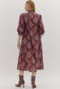 Midnight Sonata Botanical Midi Dress-Burgundy