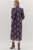 Midnight Sonata Botanical Midi Dress-Navy