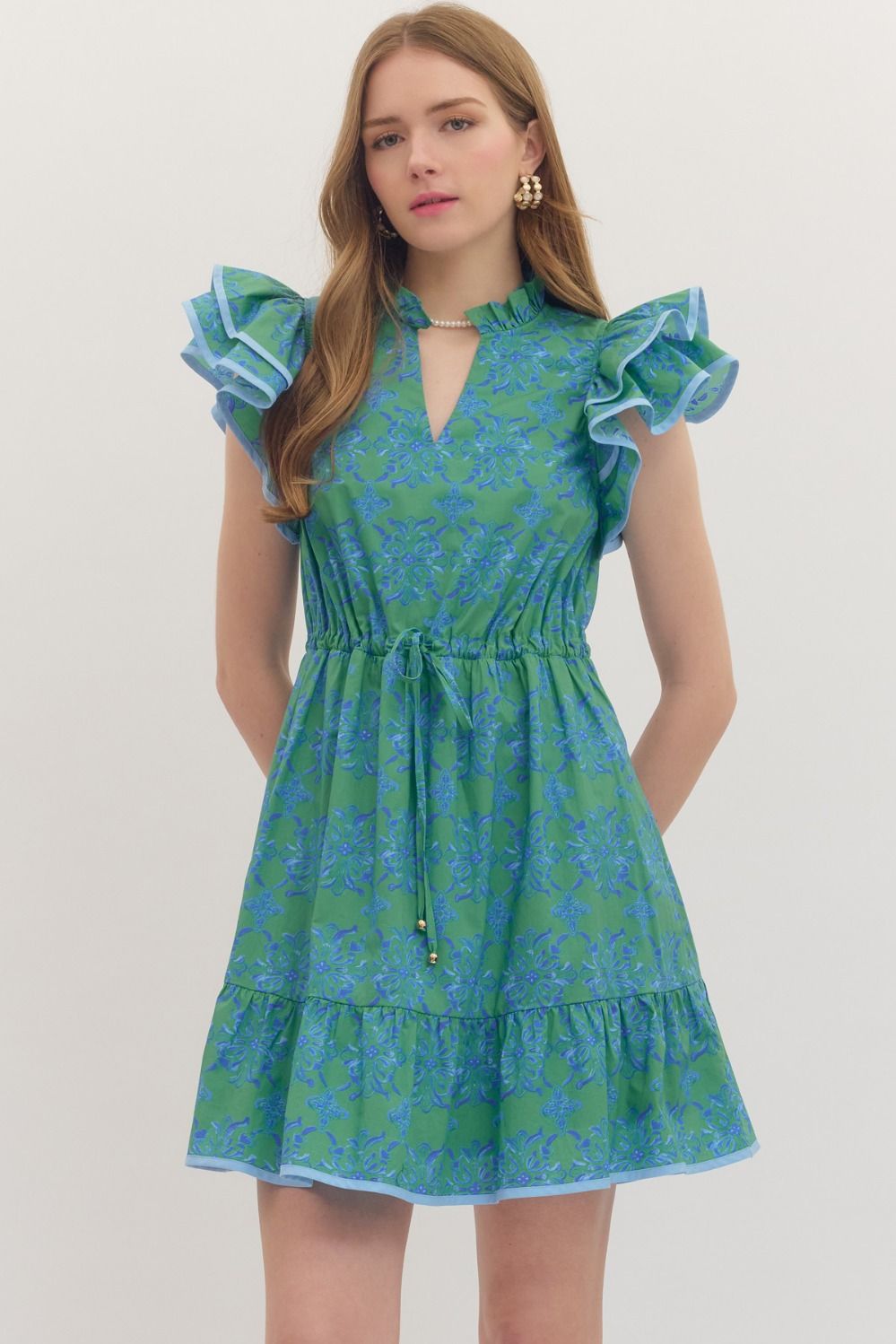 Ocean Bliss Flutter Sleeve Mini Dress