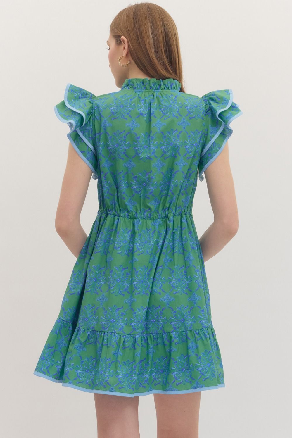 Ocean Bliss Flutter Sleeve Mini Dress