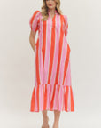 Sail Into Summer Midi Dress-Orange Pink