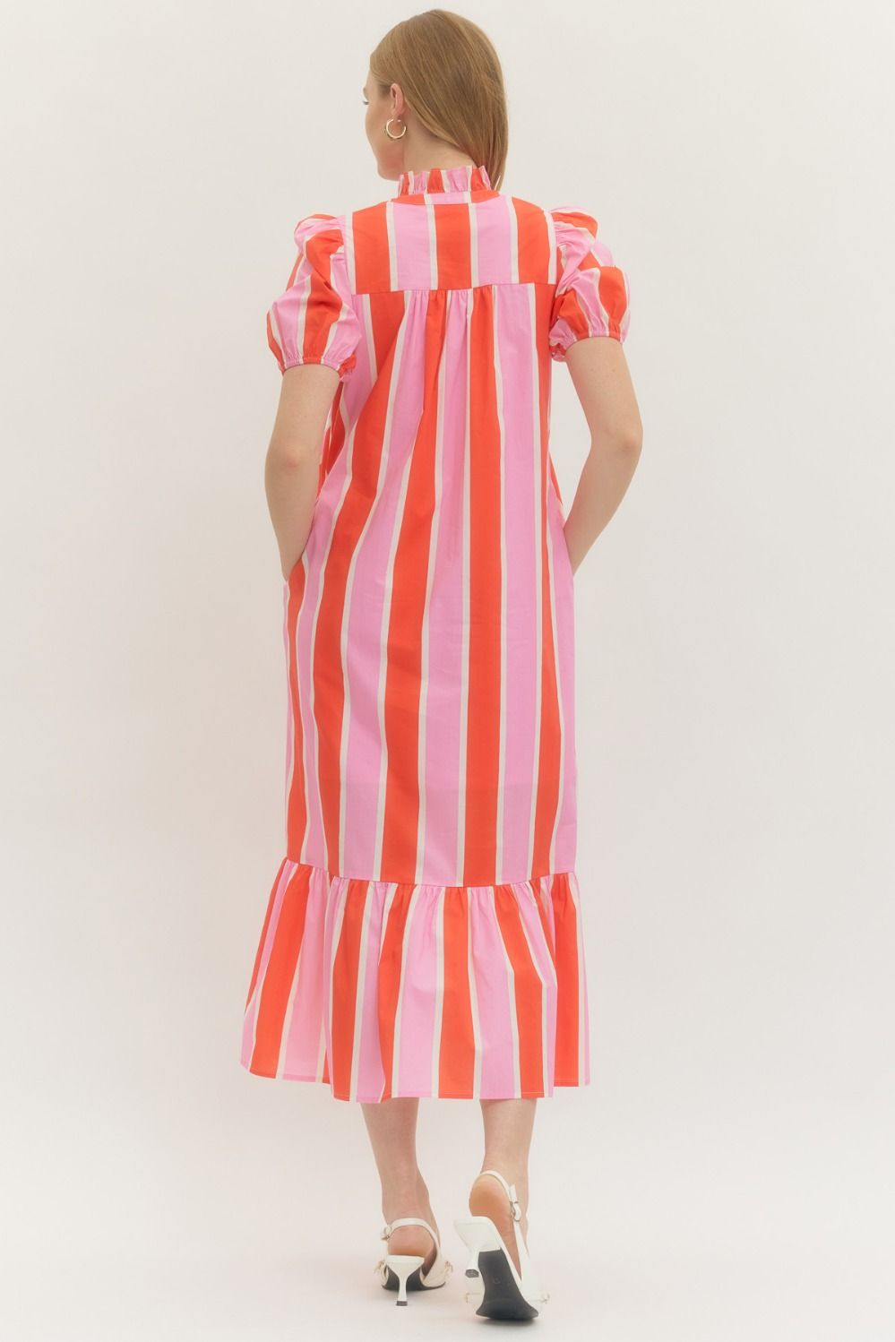Sail Into Summer Midi Dress-Orange Pink