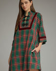Festive Wishes Plaid Mini Dress-Green
