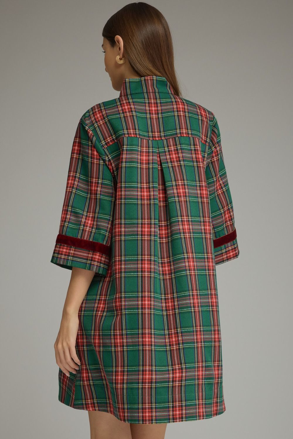 Festive Wishes Plaid Mini Dress-Green