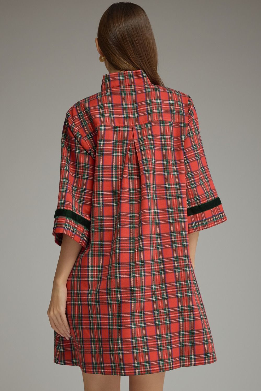 Festive Wishes Plaid Mini Dress-Red