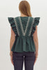 Perfect Day Peplum Top- Forest