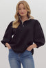 Stripes And Smiles Collared Top- Black