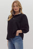 Stripes And Smiles Collared Top- Black