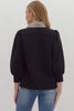 Stripes And Smiles Collared Top- Black