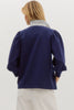 Stripes And Smiles Collared Top- Navy