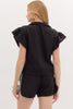 At Bat Cap Sleeve Top- Black