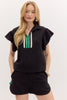 At Bat Cap Sleeve Top- Black