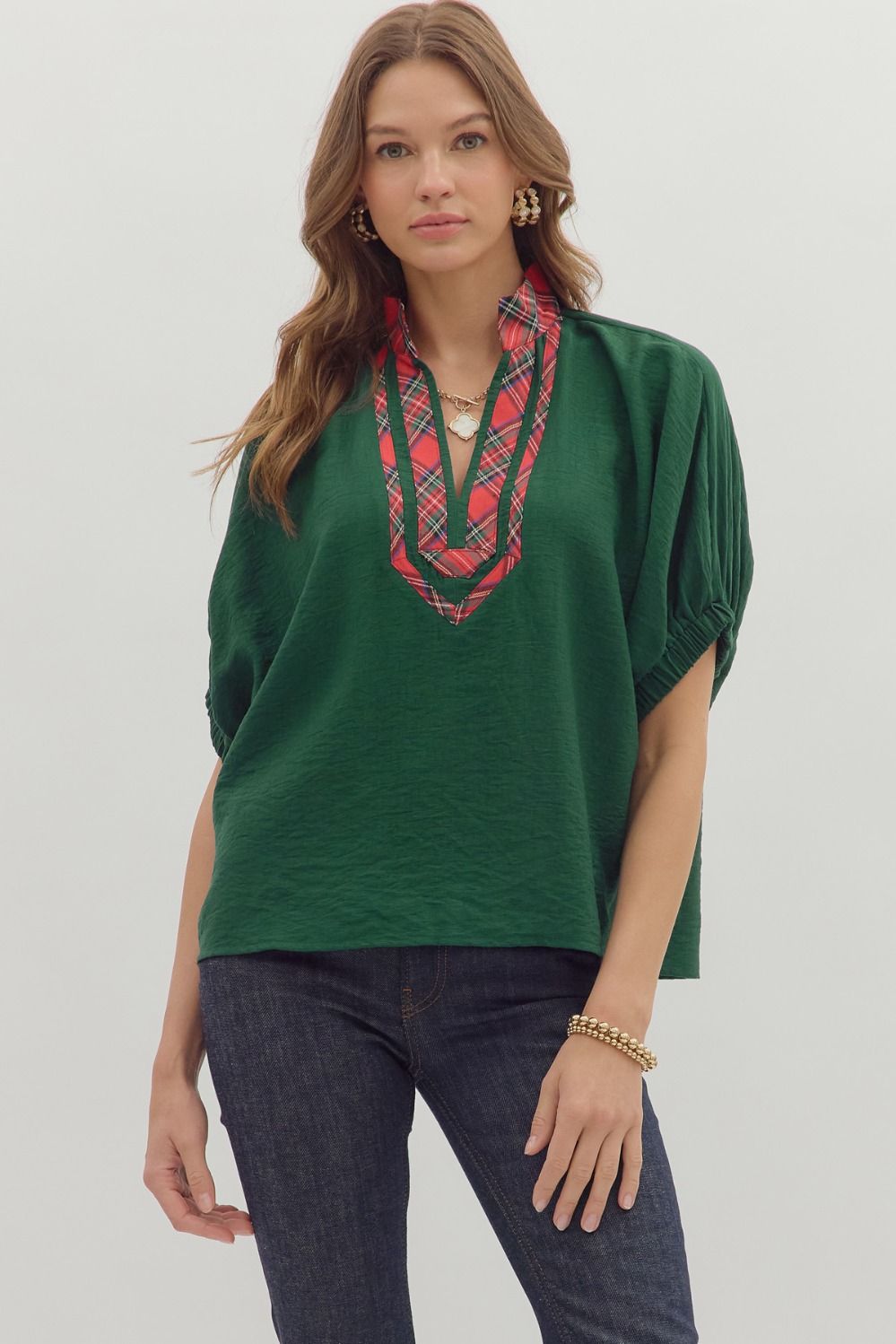 Tree Time Dolman Top-Green