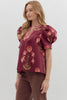 Tour The Town Floral Top-Wine