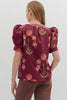 Tour The Town Floral Top-Wine